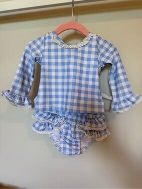 Classic Whimsy Girls Gingham Ruffle Swim Set
